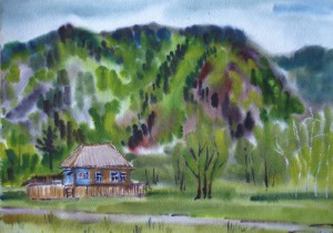 Кубайка.Дом с голубыми окнами.Б.акв.